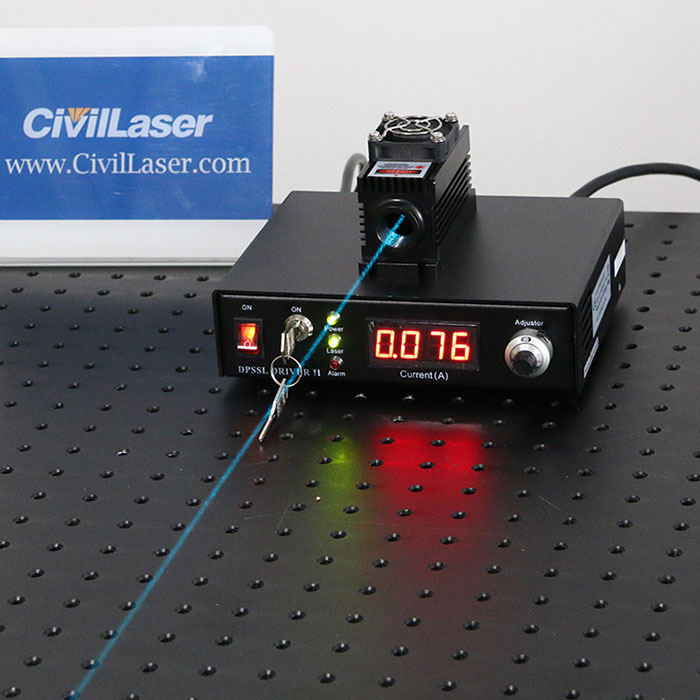 TEM00 488nm 50mW Blue Semiconductor Laser With Power Supply